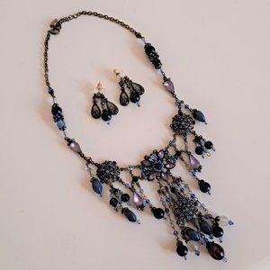 Stunning Beaded Rhinestone Necklace & Earrings